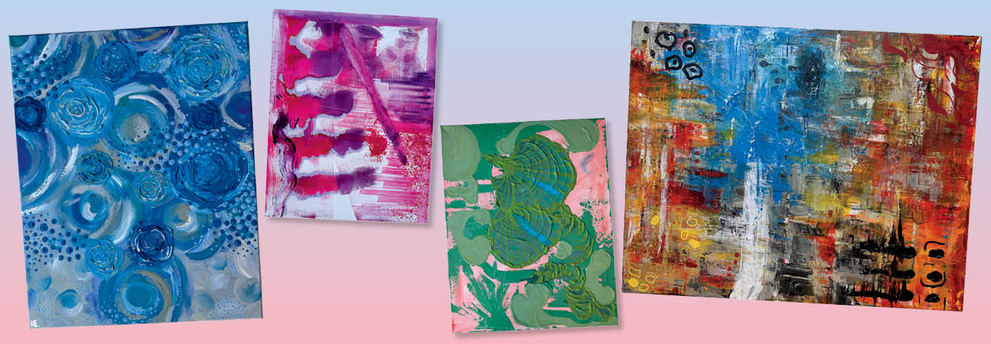 A variety of four different paintings focused on four different colors